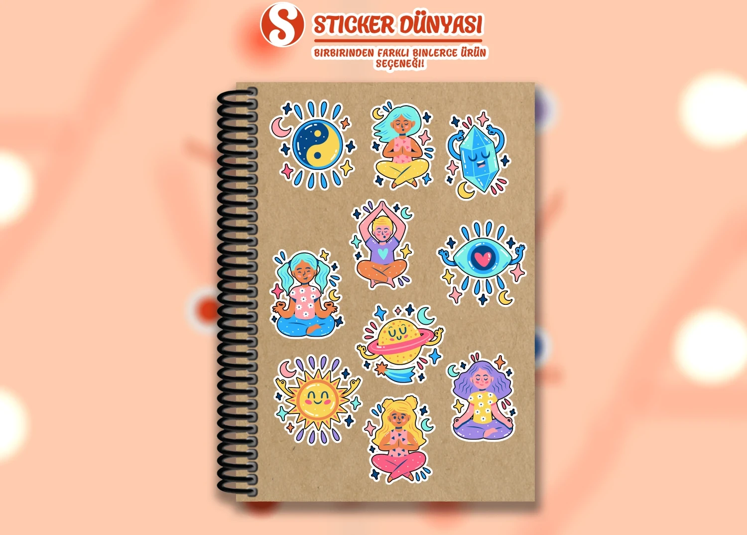 Meditasyon Temalı Dengeli Sticker Koleksiyonu (Meditasyon2) görsel 3